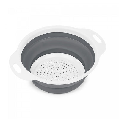 Collapsible Colander Small White/Grey - Set of 2 Cookware|Petite passoire pliable blanche et grise - ensemble de 2 ustensiles de cuisine