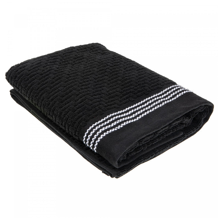 Luxury Stitch Bath Towel 30 x 60 Black - Set of 2 Towels