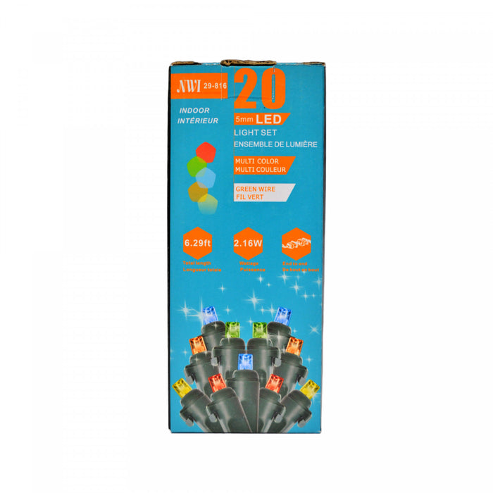 20 Lt 5mm LED Indoor Light Set Multi Bulbs - Set of 2 Christmas Lights