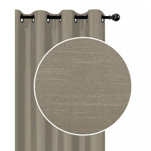 Faux Silk Panel With 8 Grommets Taupe - Set of 2 Drapes and Blinds