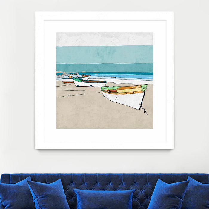 \"Lined Up\" Matted and Framed White 30x30 Wall Art