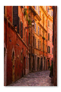 Rome Narrow Street Painting 28x42 Wall Art Frame And Fabric Panel