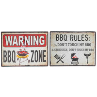 Embossed Metal Wall Sign BBQ Rules/BBQ Zone - Set of 2 Wall Decor