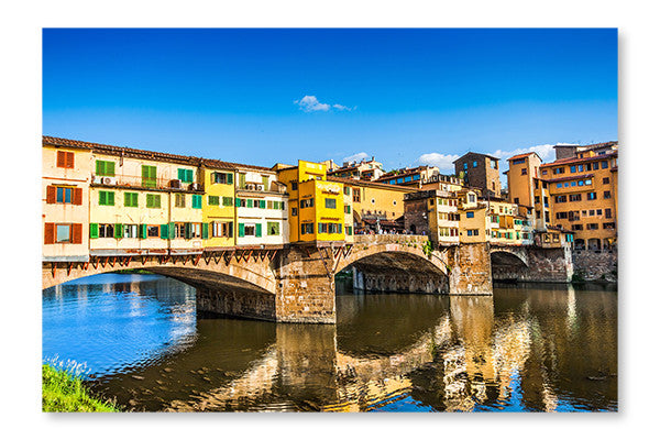 Famous Ponte Vecchio With River Arno At Sunset 16x24 Wall Art Frame And Fabric Panel