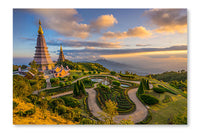 Landscape Of Two Pagodas At Doi Inthanon 16x24 Wall Art Frame And Fabric Panel