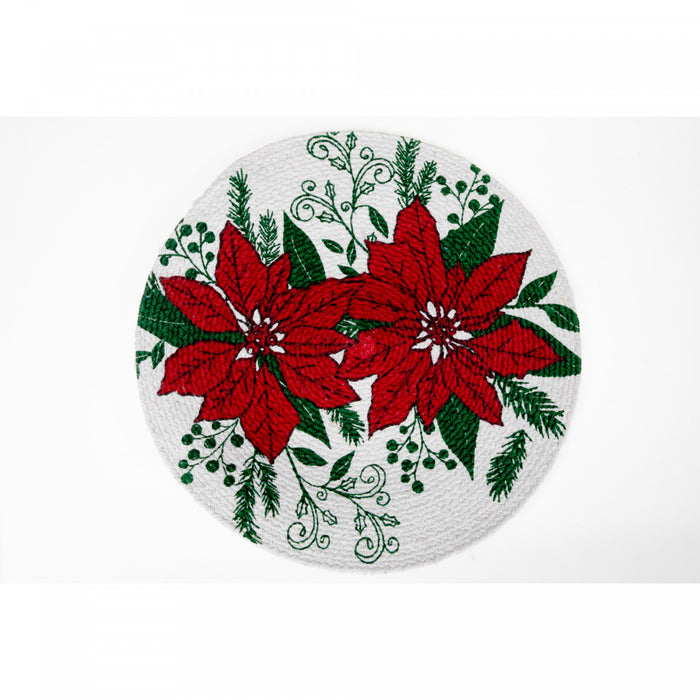 Printed Cotton Rope Placemat Double Poinsettia - Set of 12