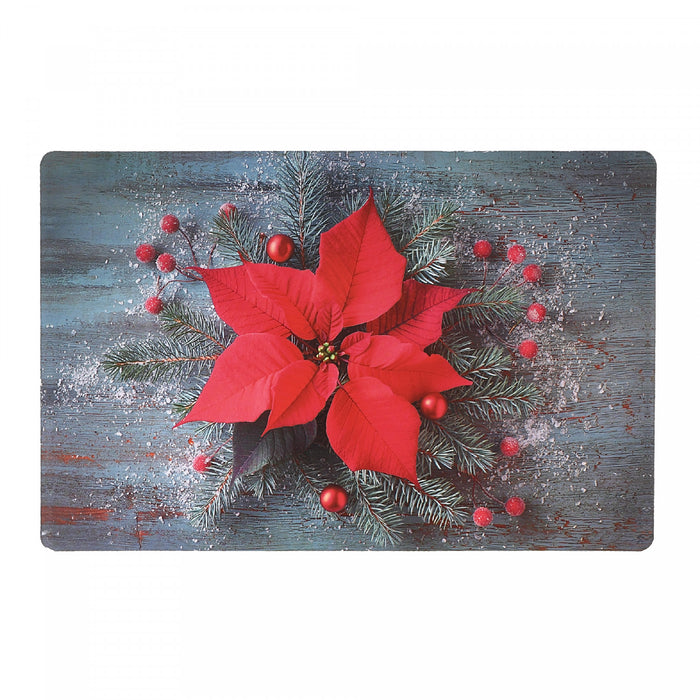 Plastic Placemat Poinsettia Centerpiece - Set of 12
