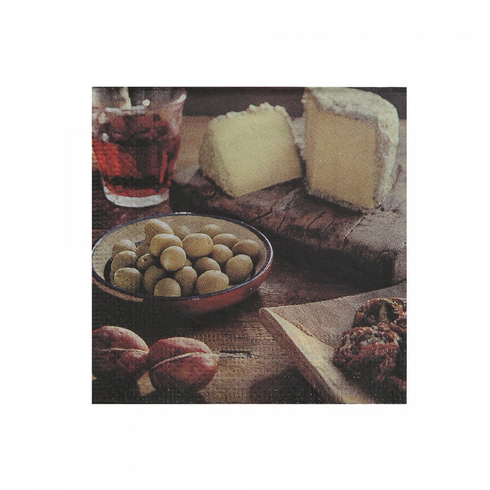 20 Pack 3 Ply Cocktail Napkin Olive & Cheese - Set of 6