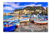 Traditional Fishing Village Aspra 16x24 Wall Art Frame And Fabric Panel