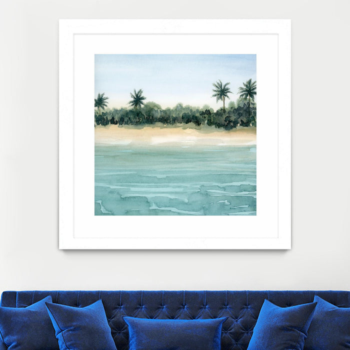 \"Paradis Ii\" Matted and Framed White 30x30 Wall Art