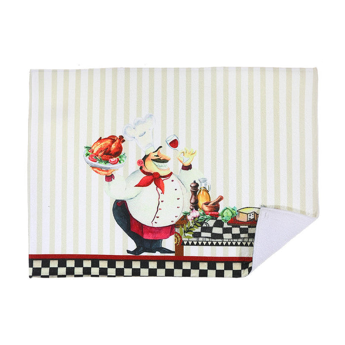 Microfibre Drying Mat Chef Serving Chicken - Set of 2