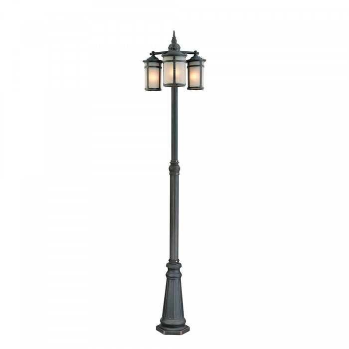 St. Moritz 3-Light Silver Outdoor Lantern and Post