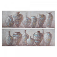 Hand Painted Canvas Wall Art Clay Pottery - Set of 2 Wall Decor