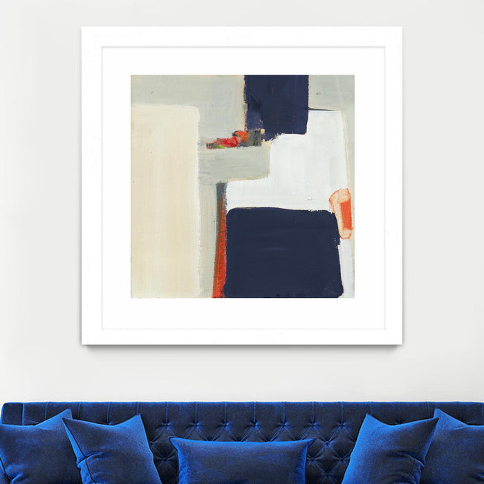 \"Bay Bridge V1\" Matted and Framed White 36x36 Wall Art