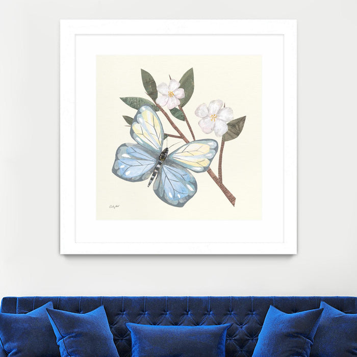\"In The Garden Butterfly\" Matted and Framed White 30x30 Wall Art