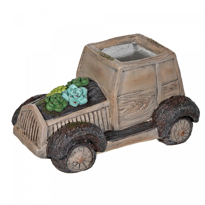 Mango Wood Look Figurine Planter Truck Figure