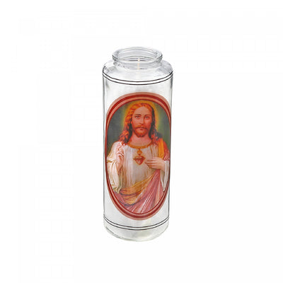 Religious Candle White Jesus Emblem - Set of 2|Chandelle religieuse blanche avec image de Jésus - ensemble de 2