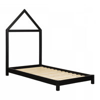 Sweedi Twin Bed With House Frame Headboard - Matte Black 