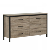 Munich 6-Drawer Dresser - Weathered Oak and Matte Black 