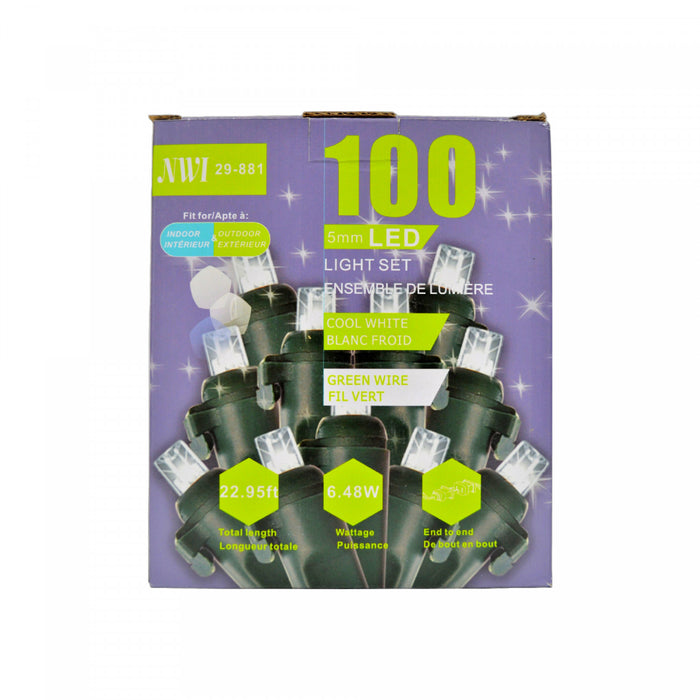 100 Lt 5mm LED Indoor/outdoor Light Set Clear Bulbs - Set of 2 Christmas Lights