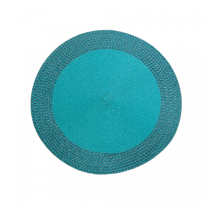Vinyl Round Placemat with Teal Border - Set of 12