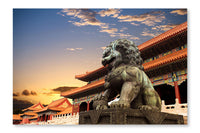Bronze Lion In The Forbidden City 16x24 Wall Art Frame And Fabric Panel