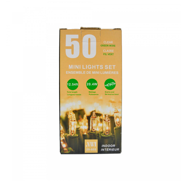 50 Lt Indoor Mini Light Set Clear Bulbs - Set of 2 Christmas Lights