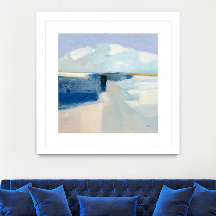 \"Sand And Sky\" Matted and Framed White 36x36 Wall Art