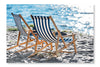 Striped Chaise Lounges And Cooler On Sandy Beach 24x36 Wall Art Frame And Fabric Panel
