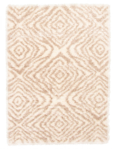 Agalia Abstract Ivory-Tan Shag - 6'7" x 9'6"