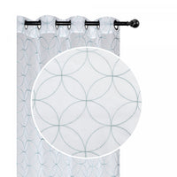 Lurex Embroidered Sheer Panel Curved Diamond Teal - Set of 2