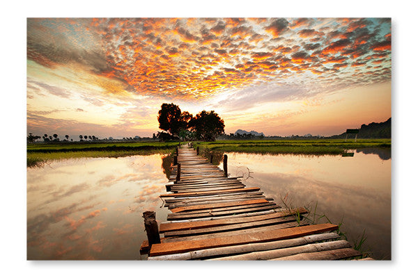River On Sunset 28x42 Wall Art Frame And Fabric Panel