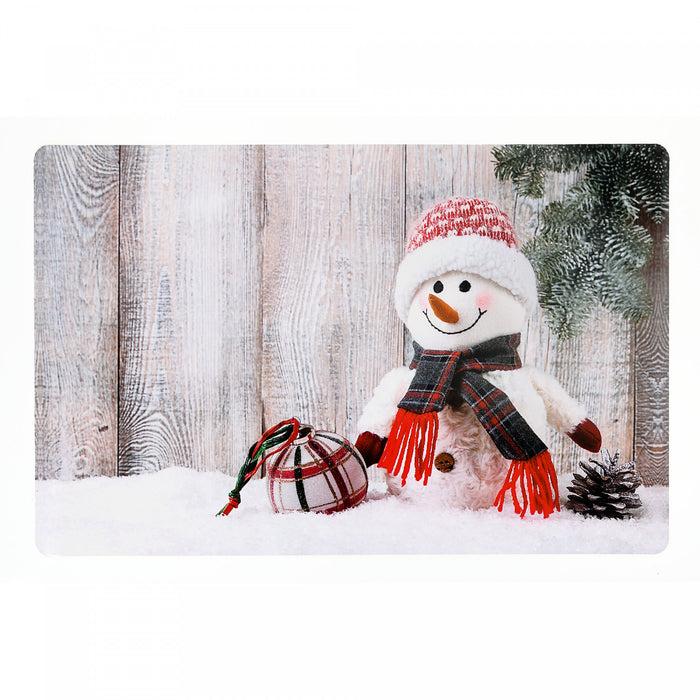 Plastic Placemat Plush Snowman - Set of 12