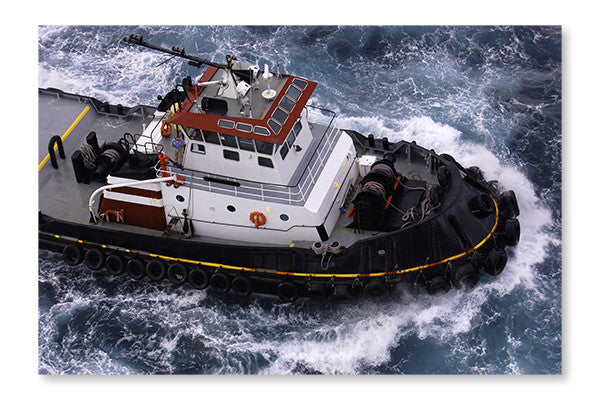 Tugboat In Caribbean Ocean 28x42 Wall Art Frame And Fabric Panel