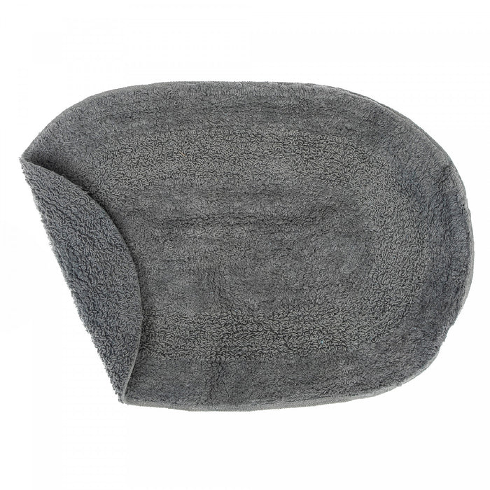 Reversible Cotton Oval Solid Color Bathmat 16 x 24 Grey - Set of 2