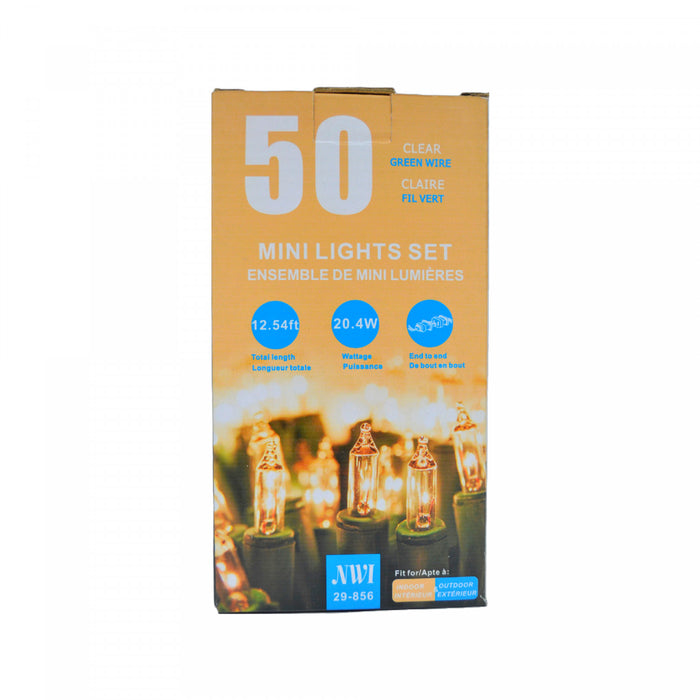 50 Lt Indoor/outdoor Mini Light Set Clear Bulbs - Set of 2 Christmas Lights
