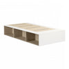 Hourra Twin Platform Bed with Open Storage - Soft Elm/White 