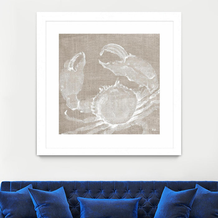 \"Neutral Surf Side I\" Matted and Framed White 30x30 Wall Art