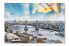 London Skyline With Tower Bridge And River Thames 28x42 Wall Art Frame And Fabric Panel