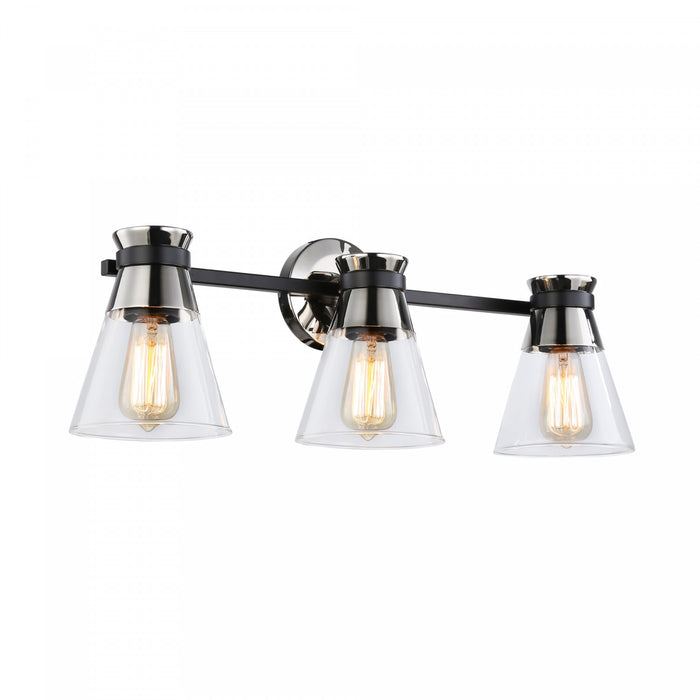 Kanata Black & Brushed Nickel 3-Light Bathroom Vanity Light