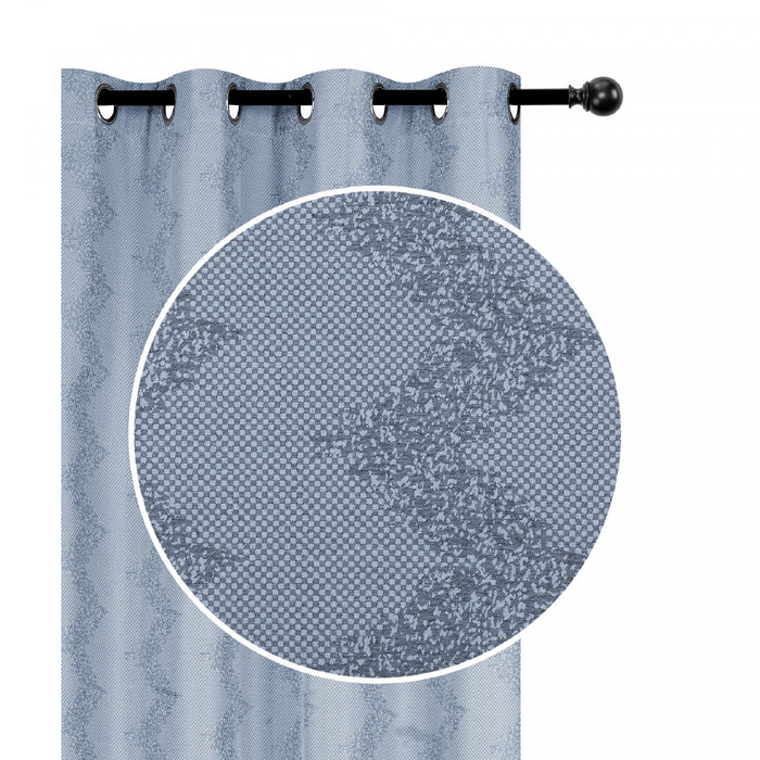 Jacquard Panel Chevron Blue 96\" - Set of 2 Drapes and Blinds