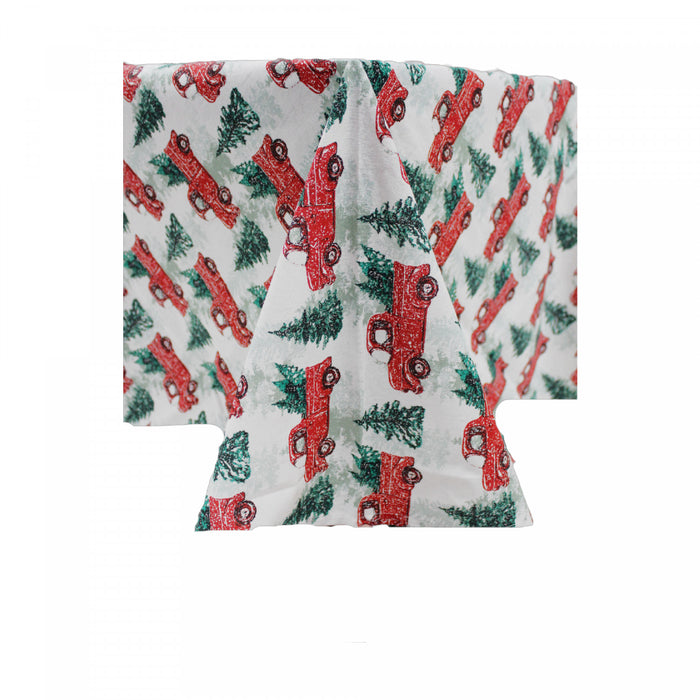 Cotton Tablecloth 60\" x 90\" Red Truck with Tree Tablecloths