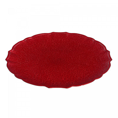 Round Serving Plate Textured Red - Set of 6|Assiette de service ronde rouge texturée - ensemble de 6