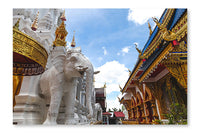Beautiful Decorated Hindu Sculptures In Thai Temple 28x42 Wall Art Frame And Fabric Panel