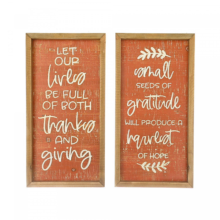 Framed Etched Wall Plaque Harvest/thanksgiving - Set of 2 Wall Decor
