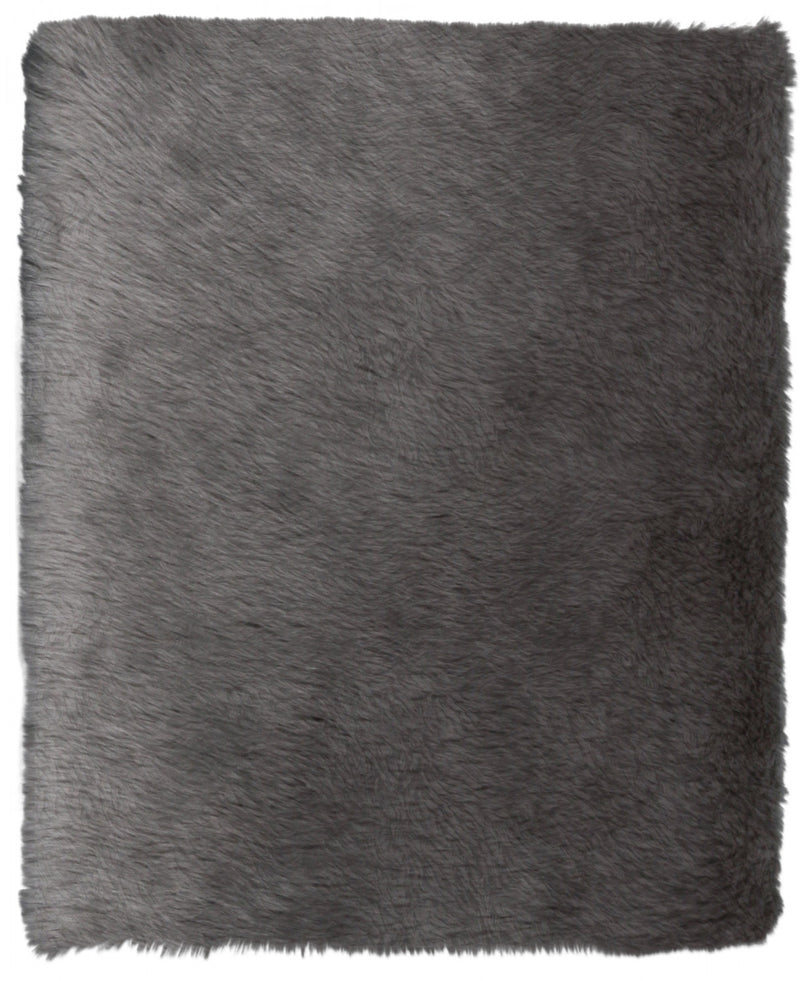 Marty Sheepskin Plush Grey Area Rug - 4' x 6'