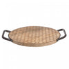 Mango Wood Honeycomb Round Tray with Handles Dinnerware