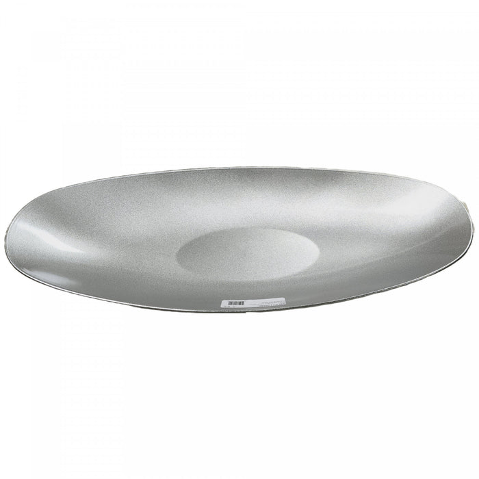 Oval Serving Tray with Handle Silver