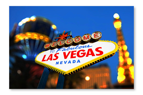 Las Vegas Sign With Vegas Strip 28x42 Wall Art Frame And Fabric Panel