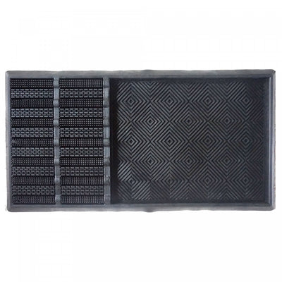 Rubber Black Boot Scrape & Store Floormat|Tapis de plancher pour essuyer et ranger les bottes, en caoutchouc noir